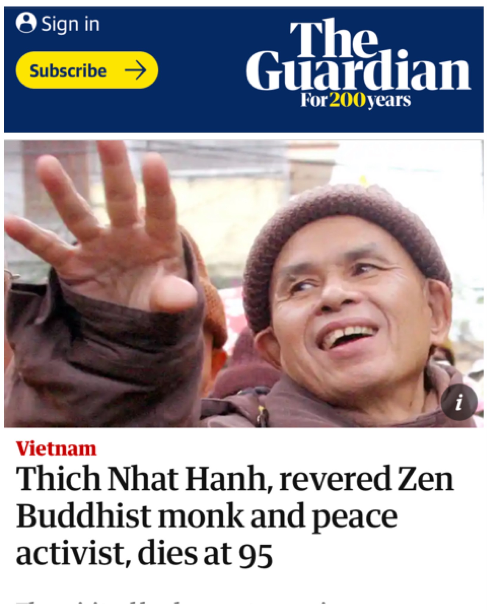 THICH NHAT HANH WRITES WITH THE VOICE OF THE BUDDHA